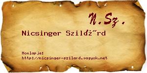 Nicsinger Szilárd névjegykártya